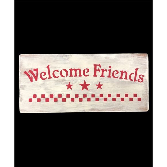 Welcome Friends Handmade in USA Wooden Sign - Picture 2 of 6